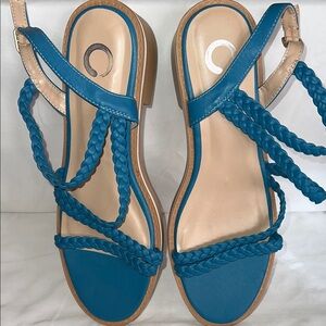 Elegant Teal Braided Sandals